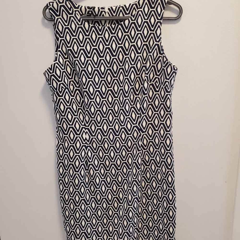 Navy and White Geometric Dress, size 10,new